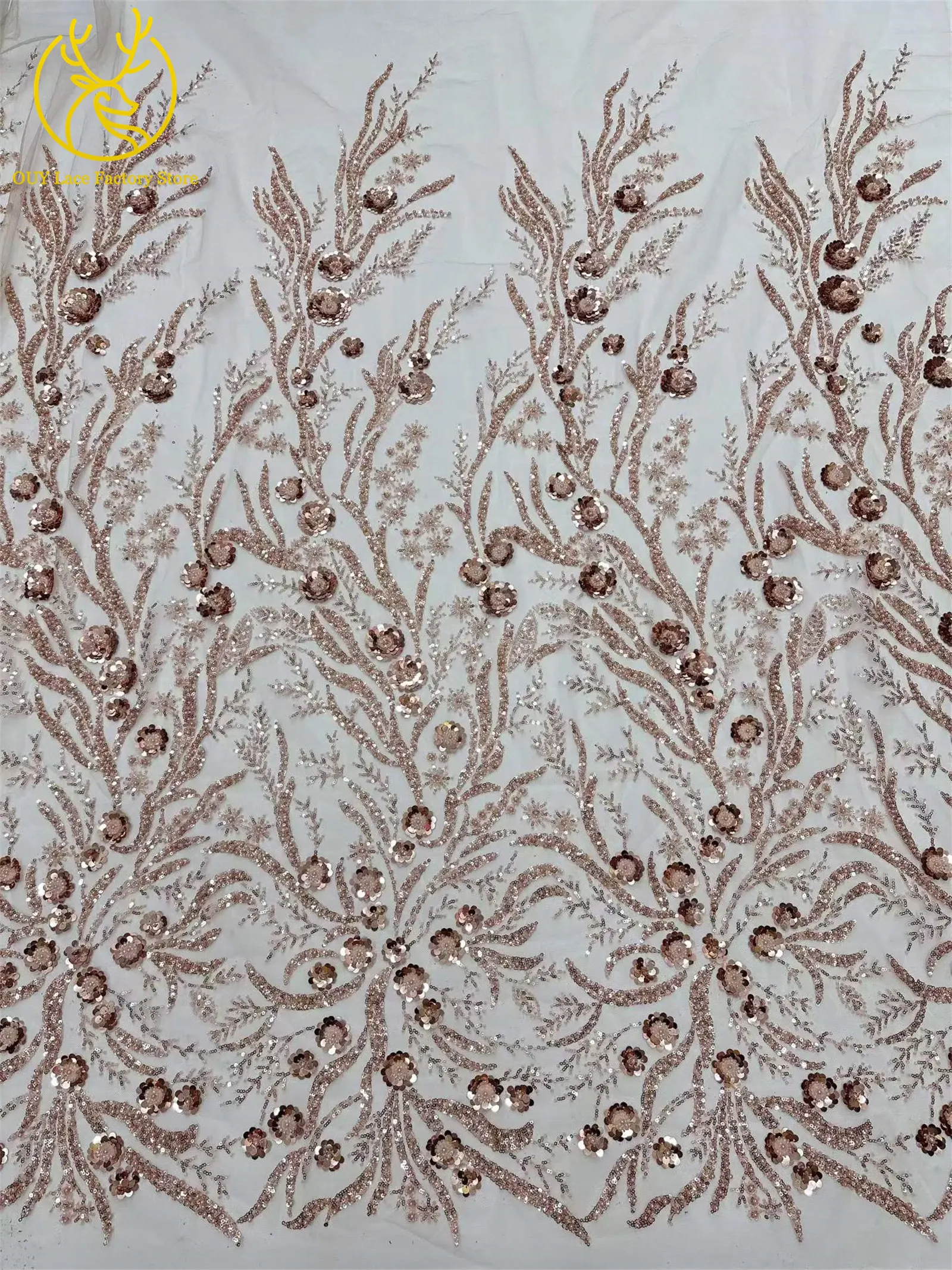 Modischer französischer Perlen-Pailletten-Spitzenstoff 2026 Hochwertiger afrikanischer Mesh-Tüll-Spitzenstoff zum Nähen von Braut- und Hochzeitskleidern – Detail 14