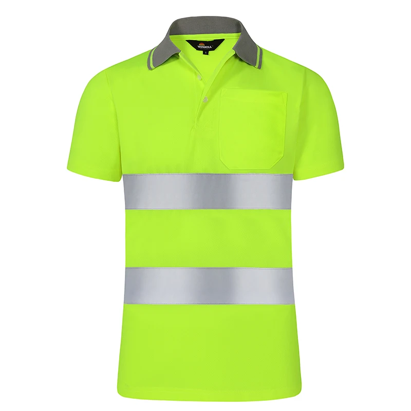 High Visibility Shirts for Work Short Sleeve Breathable Two Tone Workwear Polo Reflective Uniform T-shirt for Men Construction