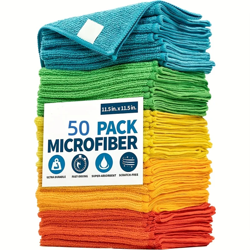 1pcs Color Random Microfiber Cleaning Cloth Set - Super Absorbent Polyester | Non Striped Clean, Perfect for Outdoor Use。