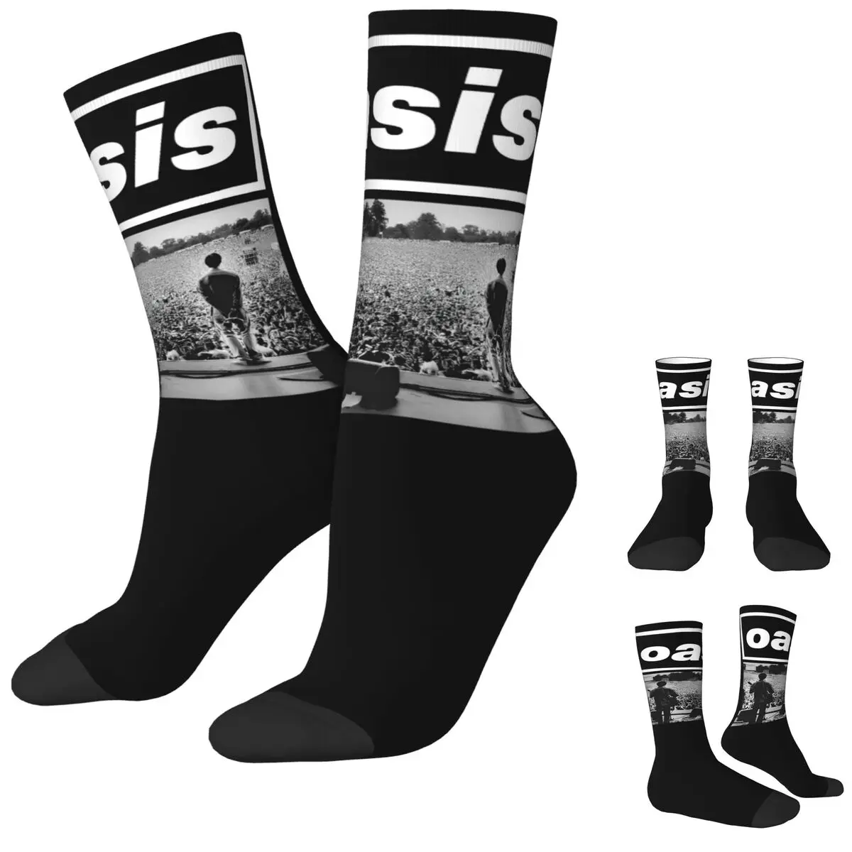 

Хип-хоп O-Oasis 90-х годов рок-музыка баскетбольные носки полиэстеровые носки средней длины для женщин и мужчин впитывающие пот