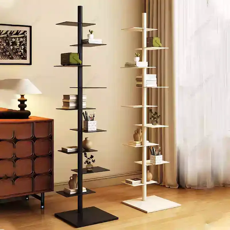 Rotating Invisible Bookshelf 9‑Layer Iron Craft Corner Bookcase Living Room Display Stand Storage Organizer For Home Decor
