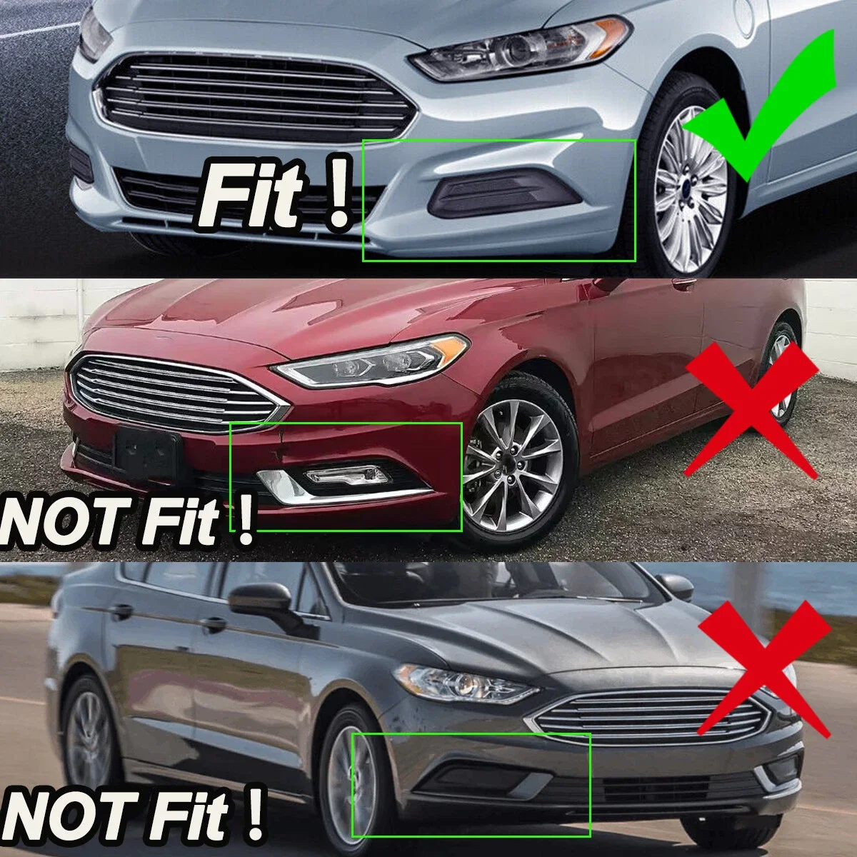 Fog Lamp Cover Frame Fit For Ford Fusion 2013 2014 2015 2016 2017 Front Bumper Insert Fog Light Lamp Covers Left Right A Pair - view 2