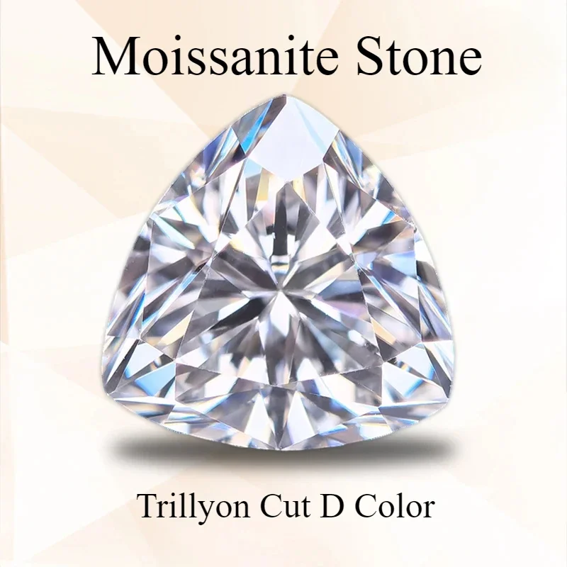 

Moissanite Stone Triangle Shape Trillyon Cut White D Color Special Cut Charm Beads for DIY Jewelry Making with GRA Certificate