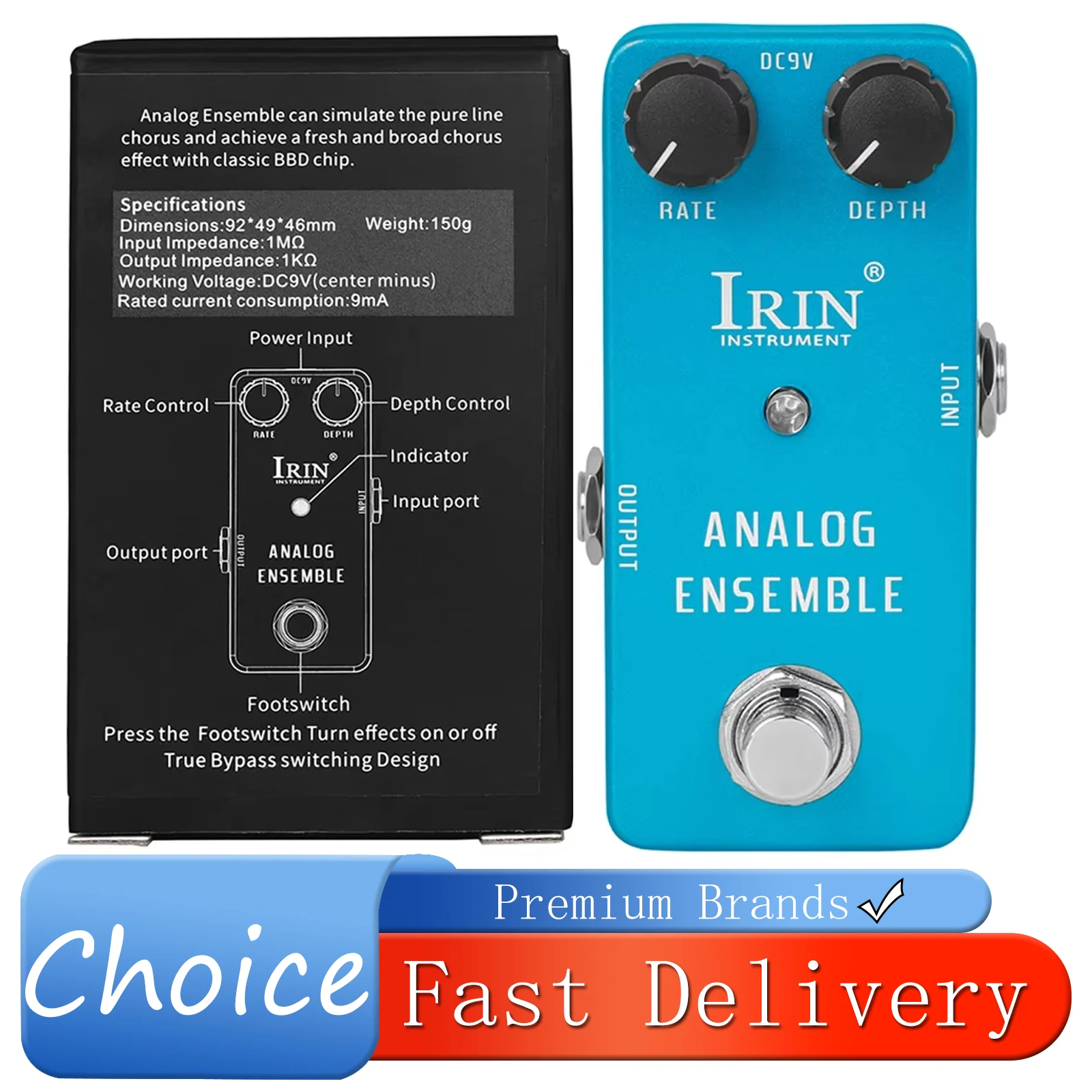 IRIN RS-07 Analog Ensemble Guitar Effect Pedal Simulate The Pure Line Chorus Effects True Bypass Pedals Electric Guitarra Parts