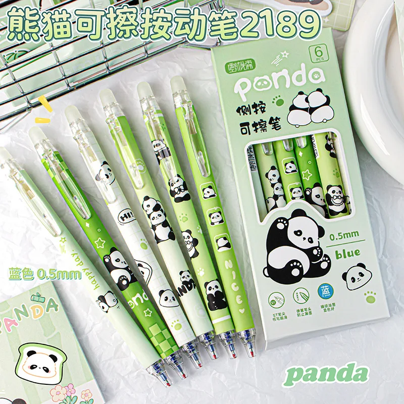 60pcs Panda Gel Pens Set Capybara Stationery Erasable Pens Kawaii Stationery Wholesale Blue Ink Pen Coffee Bar Stationery items