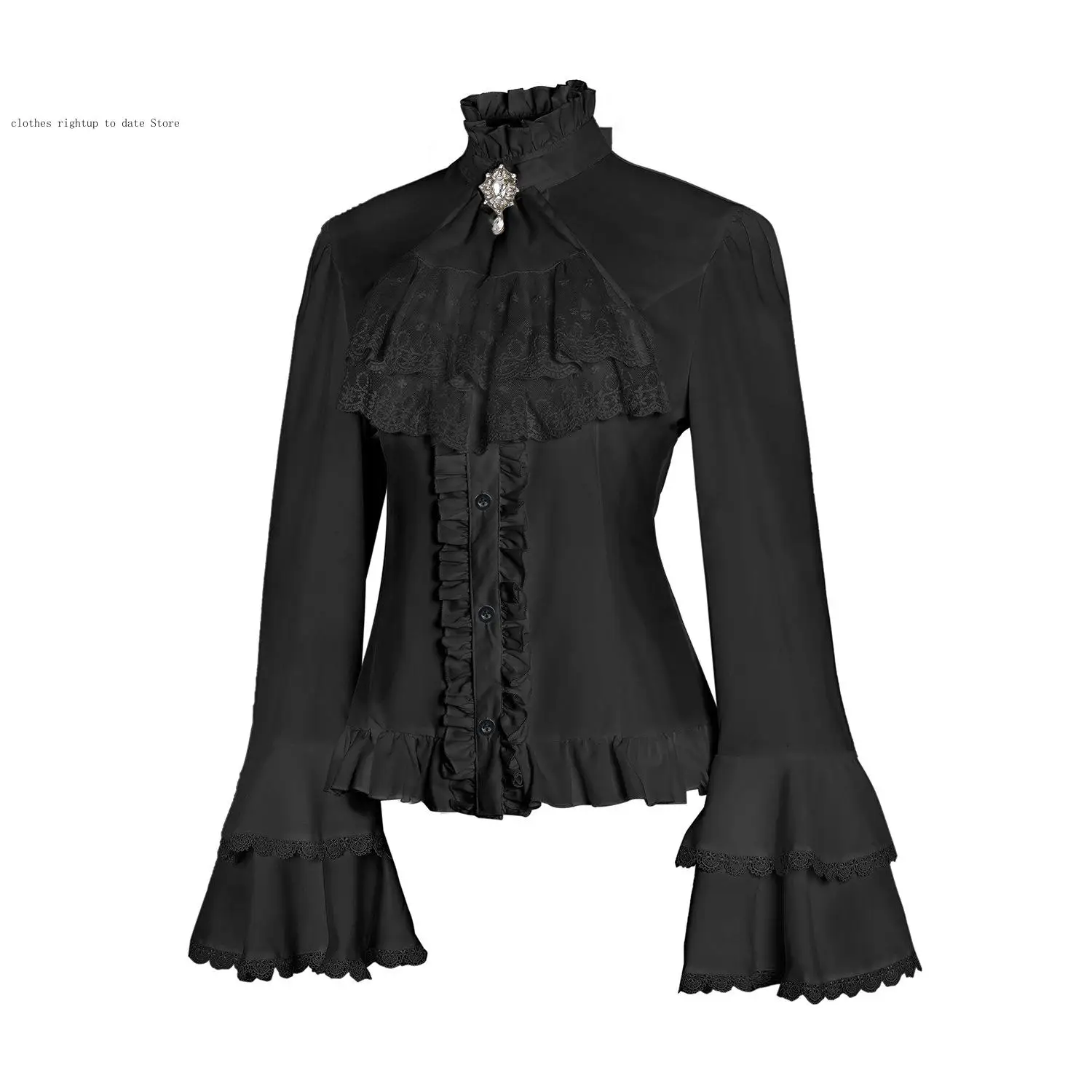 Retro Interior Paired with European and American French Long Sleeved Gothic Style Women's Lace Shirt
