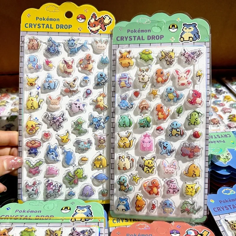 20-40pcs-pokemon-3d-crystal-relief-stickers-cute-cartoon-pattern-pixel-style-sticker-toy-diy-phone-case-decor-student-stationery