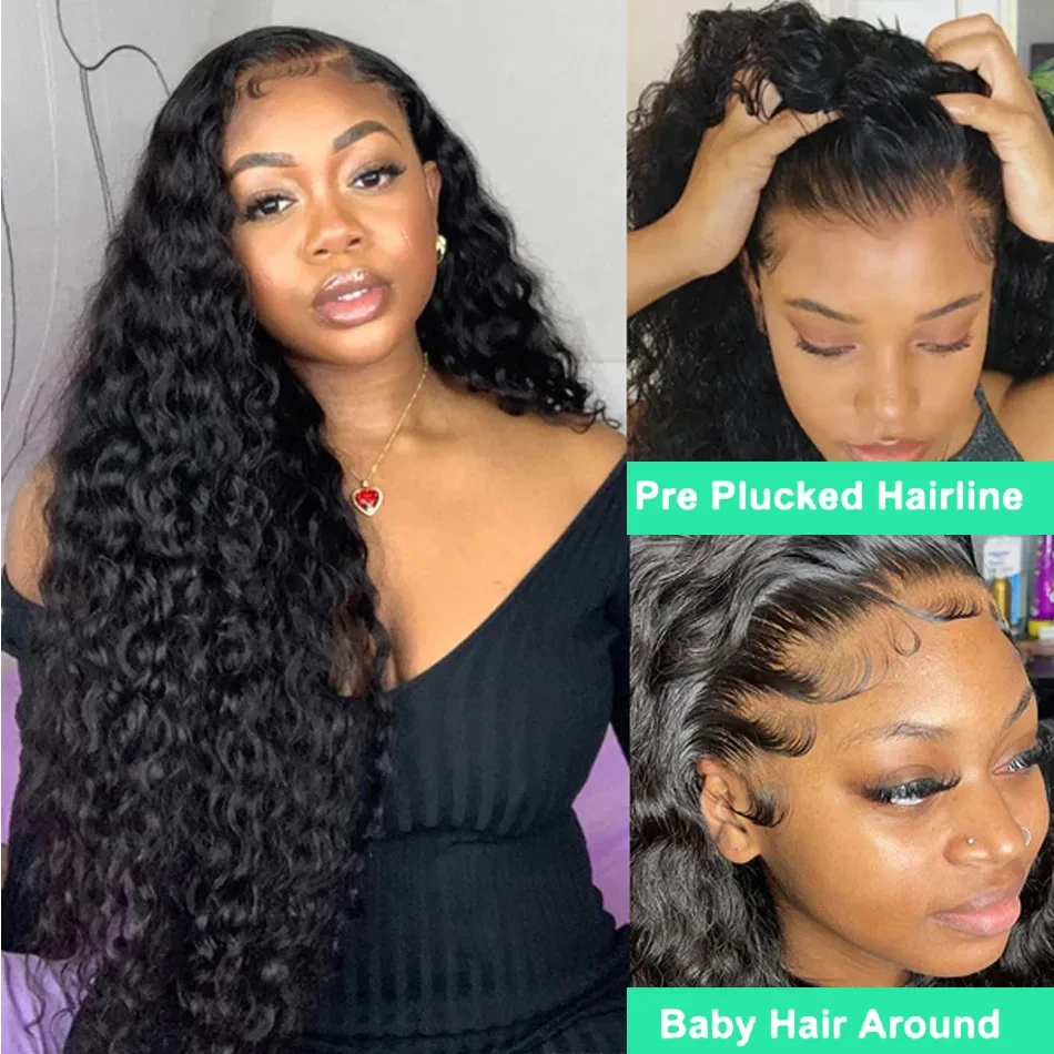 13x4 Deep Wave Lace Frontal Wigs Human Hair Nature Color Soft and Breathable Suitable for All Skin Colors Easy to Install