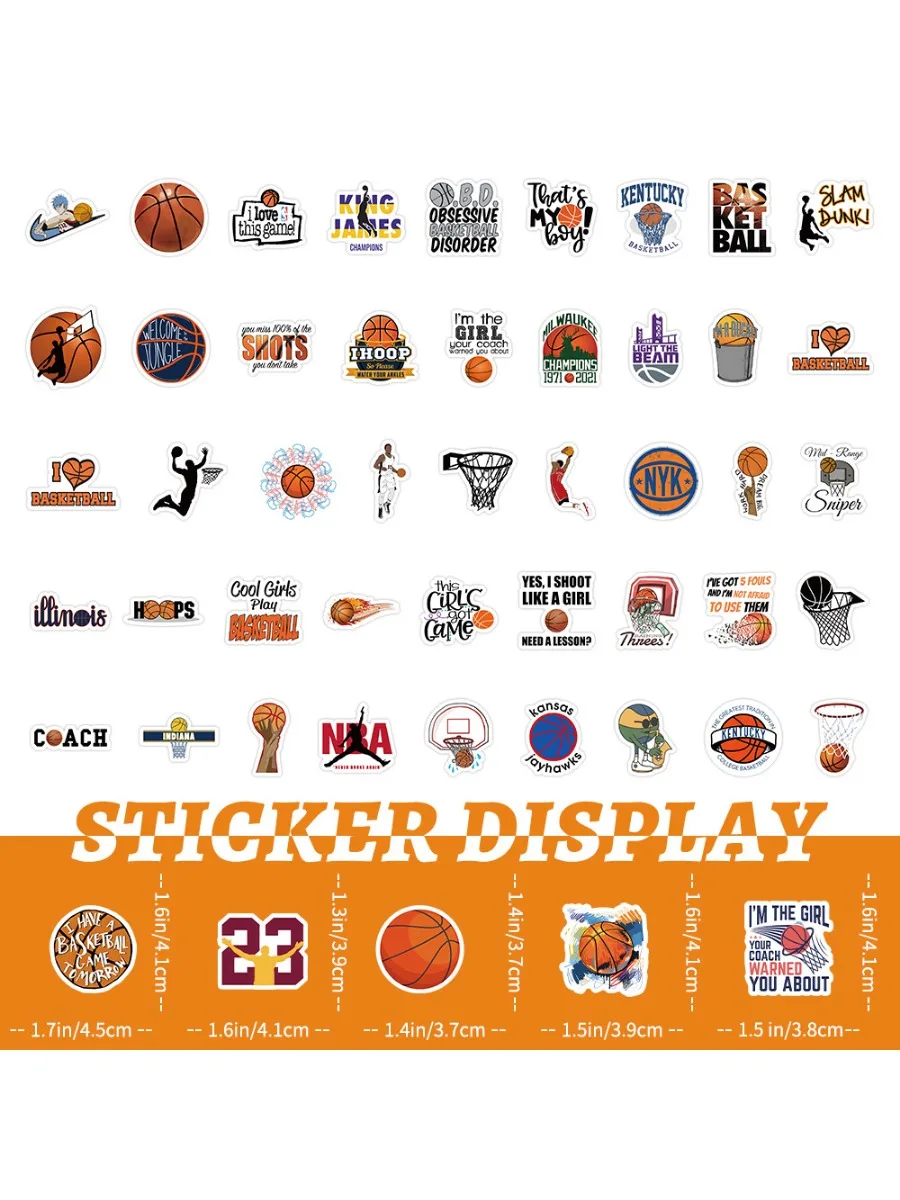 100 New Basketball Stickers Personalized Creative Mobile Phone Skateboard Refrigerator Cabinet Decorative Stickers