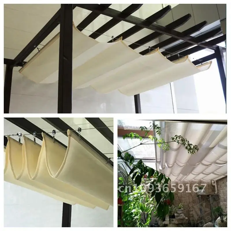 Sun Telescopic Wave White Shade Net Installation Accessories Pavilion Outdoor Shade Sail Net Pool Awning Shading Canopy Swimming