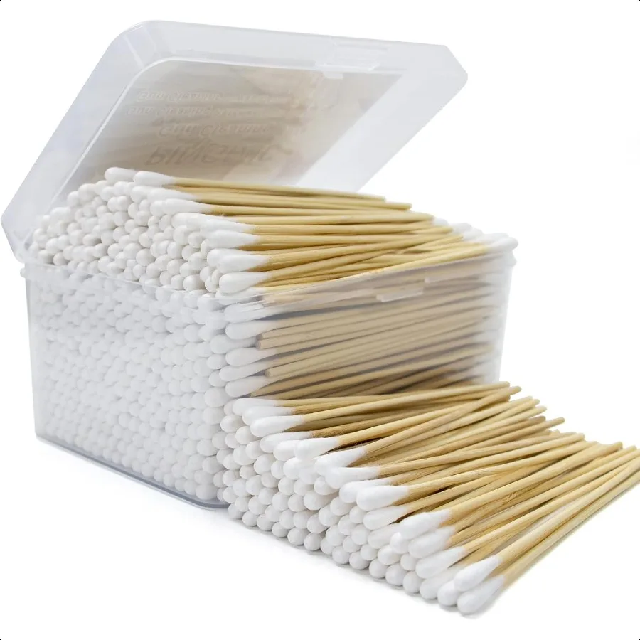 500 1000 Count 6'' Long Round Pointed Cotton Swabs Durable Stem Lint Free Gun Cleaning Swabs Pure Cotton Tips for Gun Maintenan