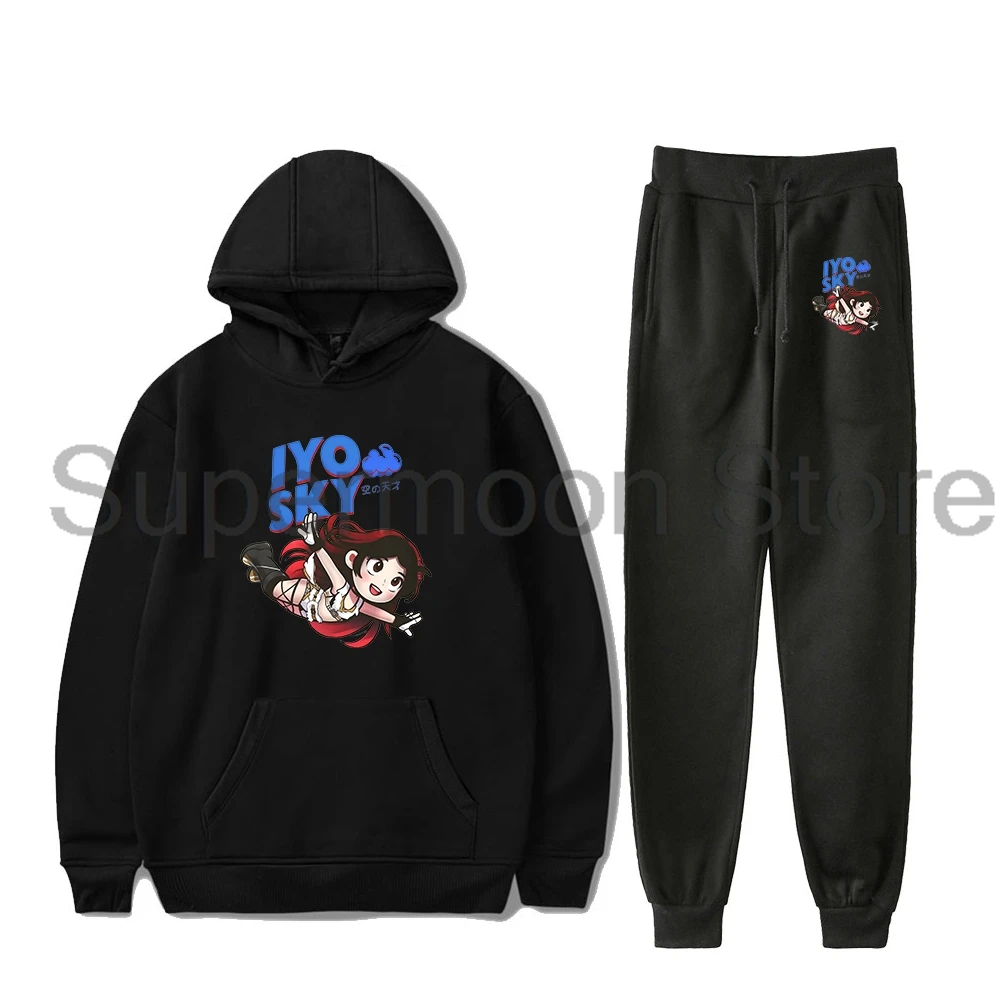 Conjunto de Moletom IYO SKY com Estampa de Desenho Animado, Calças Jogger, Conjunto de Duas Peças, Suéteres + Calças de Moletom para Mulheres e Homens