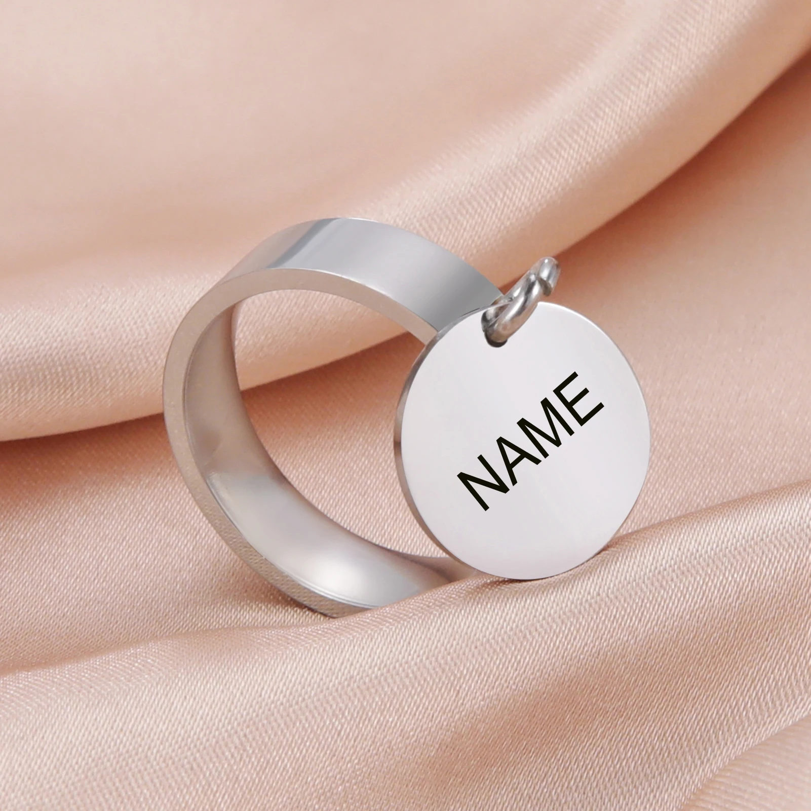 Lemegeton Personalized Name Rings For Women Custom Name Engraved Text Signature Handwriting Letter Ring Stainless Steel Jewelry