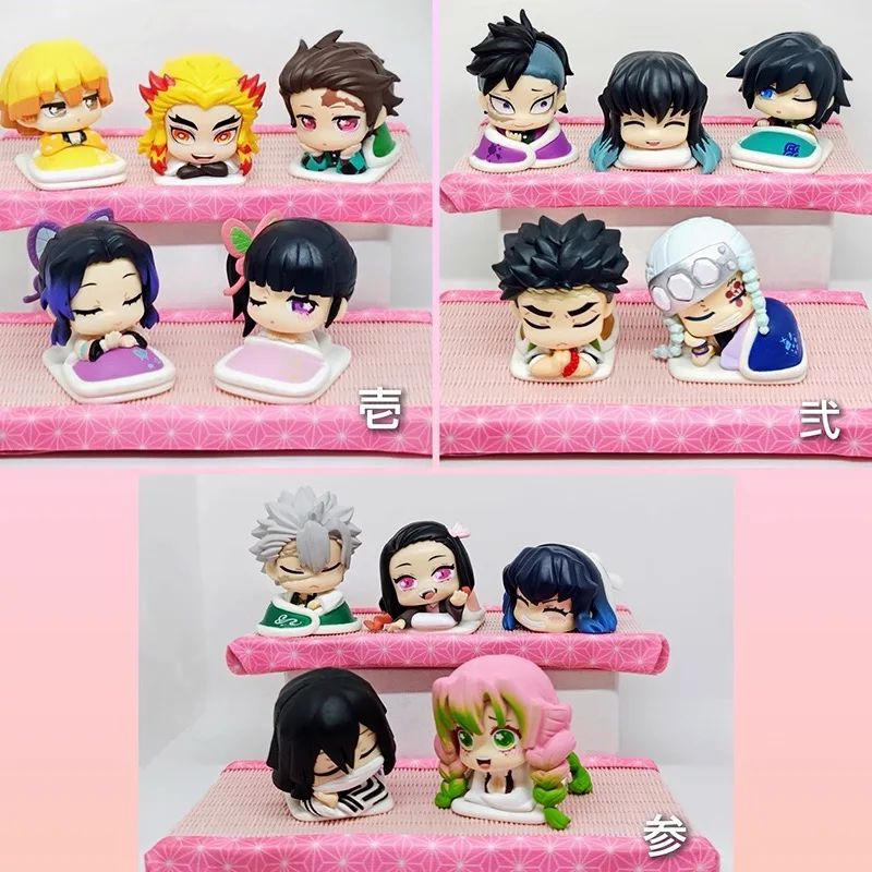 Japanese Genuine Gacha Scale Model Demon Slayer Bed Sleep Doll Kamado Nezuko Hashibira Inosuke Collection Action Figure Toy