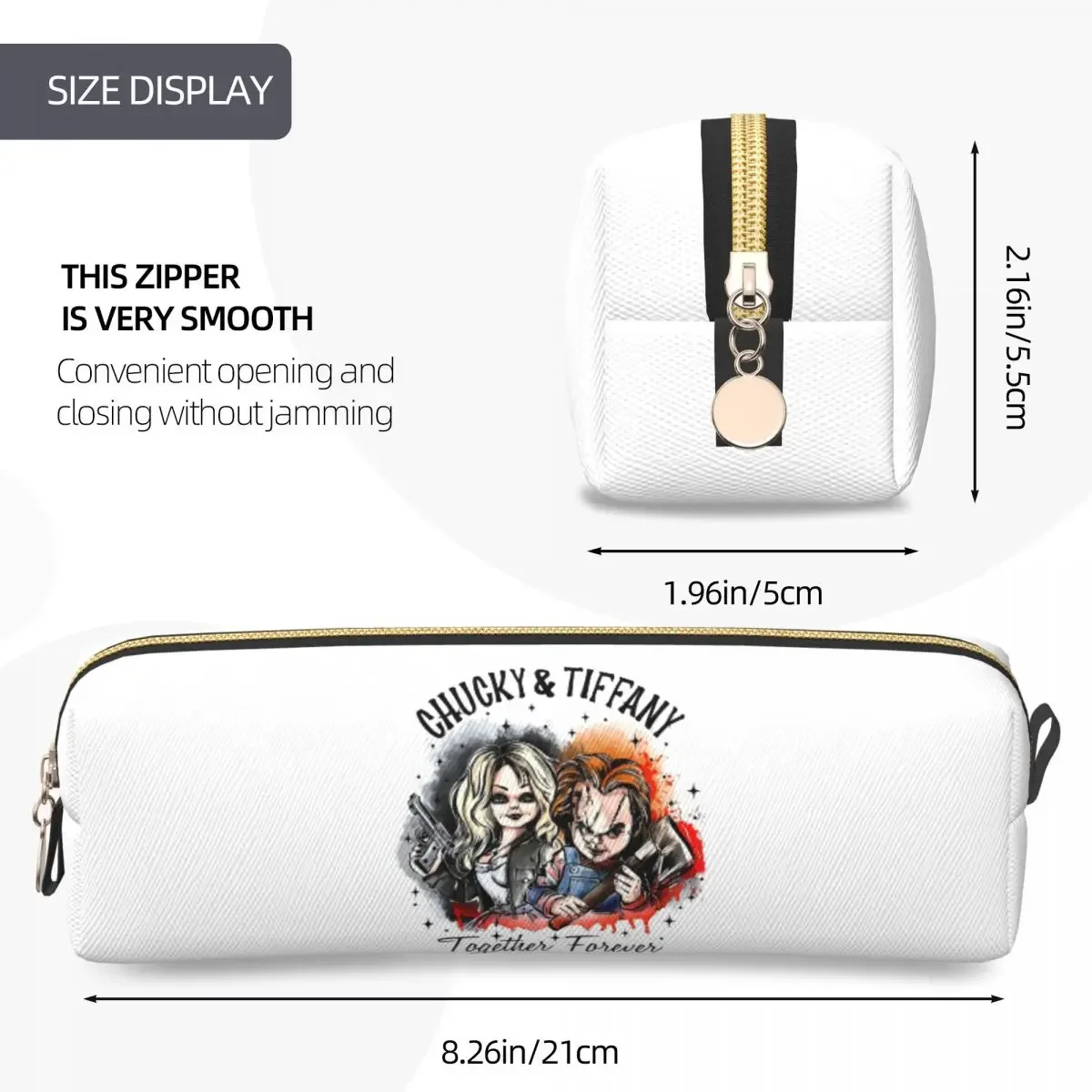 Bride Of Chucky Tiffany Horror Film Movie Pencil Cases for Student School Pen Box Pencil Bag Pencil Pouch Storage Stationery