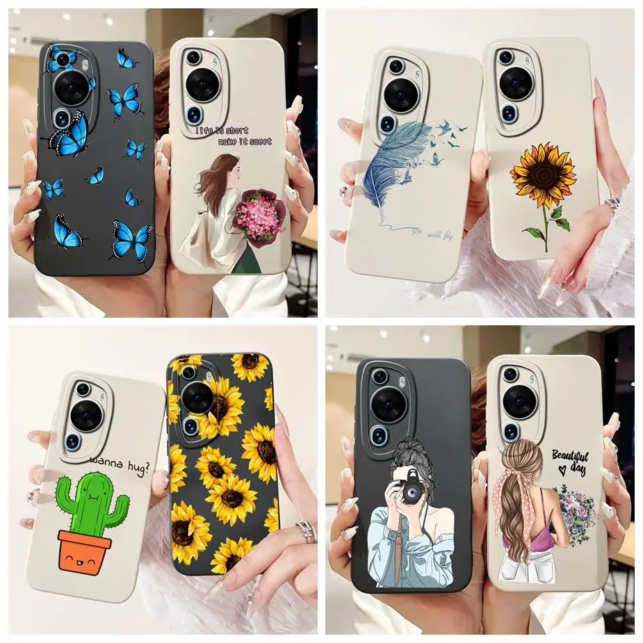 For Huawei P60 Pro Case MNA-AL00 Pretty Girls Sunflower Painted Phone Cover Case For Huawei P60 Art P 60 P60art P60pro Soft Bags