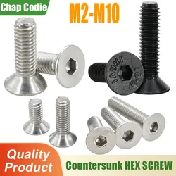 M2 M2.5 M3 M4 M5 M6 M8 M10 DIN7991 Hex Socket Screw 304 Stainless Steel Grade 10.9 Carbon Steel Countersunk Machine Bolt Screws