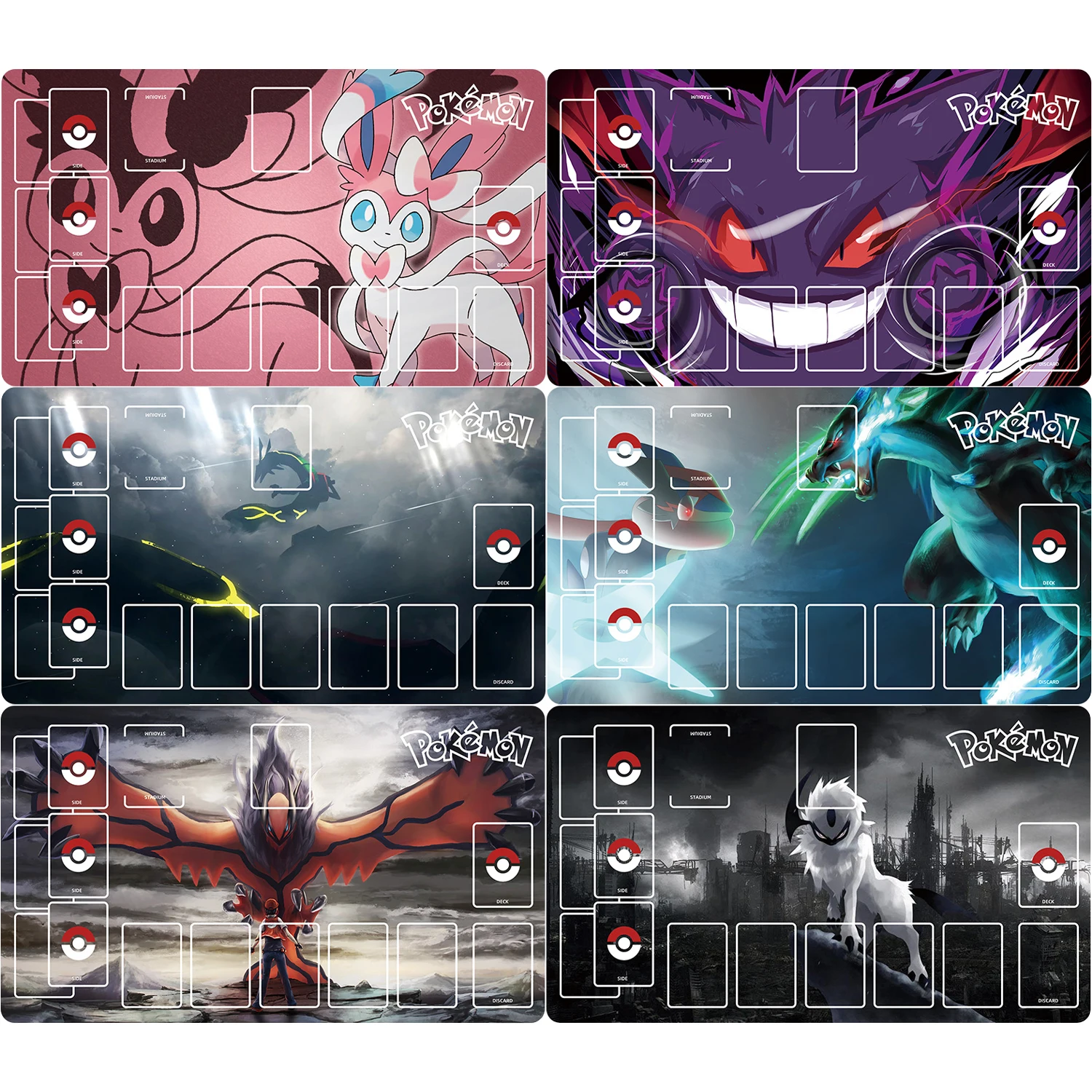 

60*35*0.2cm PTCG Pokemon Dedicated GAME Card Mat Battle Sylveon Charizard Pikachu Rayquaza Lillie Gift Toy Anime Table Mat