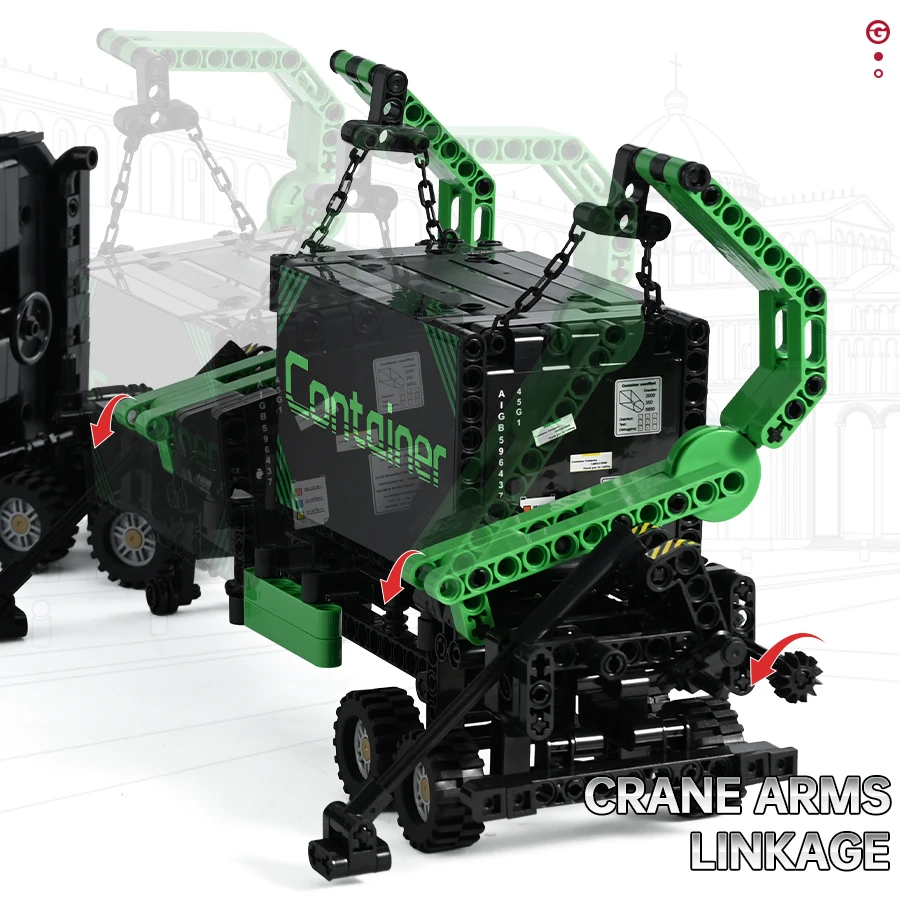 1202 قطعة شاحنة الهندسة التقنية للمدينة اللبنات Markesd حاوية نموذج مركبة MOC تجميع الطوب هدية لعبة أطفال #4