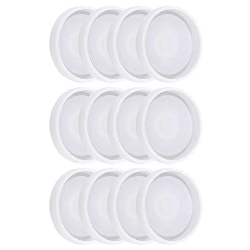 12 Pack DIY Round Silicone Coaster Molds Silicone Resin Mold Clear Epoxy Molds for Casting with Resin