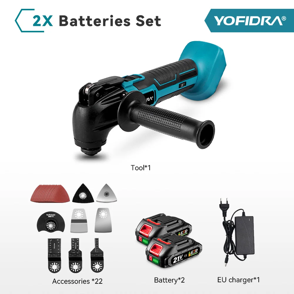YOFIDRA Kabelloses oszillierendes Multifunktionswerkzeug, 6 Gänge, einstellbar, wiederaufladbar, Renovierer, Trimmer, Schaufel, für Makita-Akku