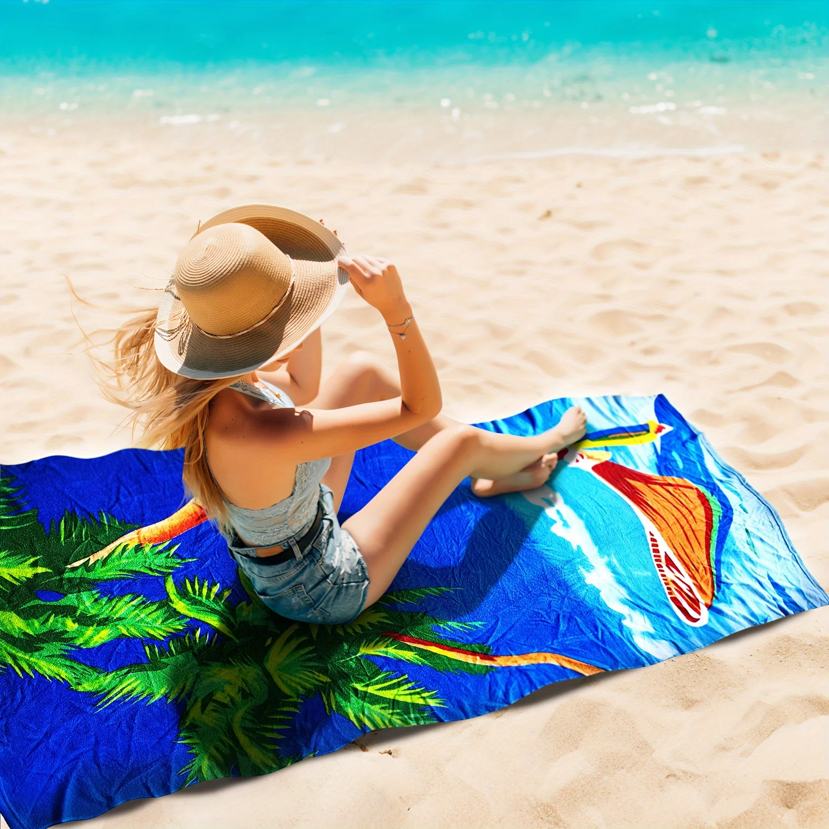 1pc Dolphin Microfiber Beach Towel,Lightweight Soft Beach Blanket, Suitable for Beach Swimming Outdoor Camping Travel