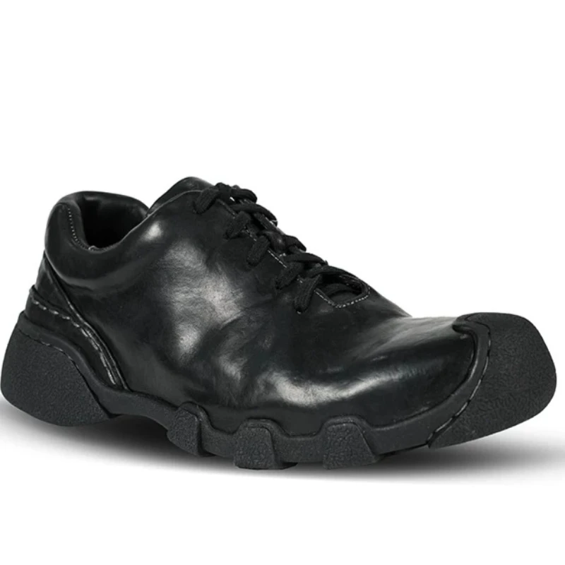 Business Leisure Outdoor Sports Shoes Men's Hand-sewn Washed Horse Skin Retro Thick Soled Travel Shoes Work Horse Leather Shoes