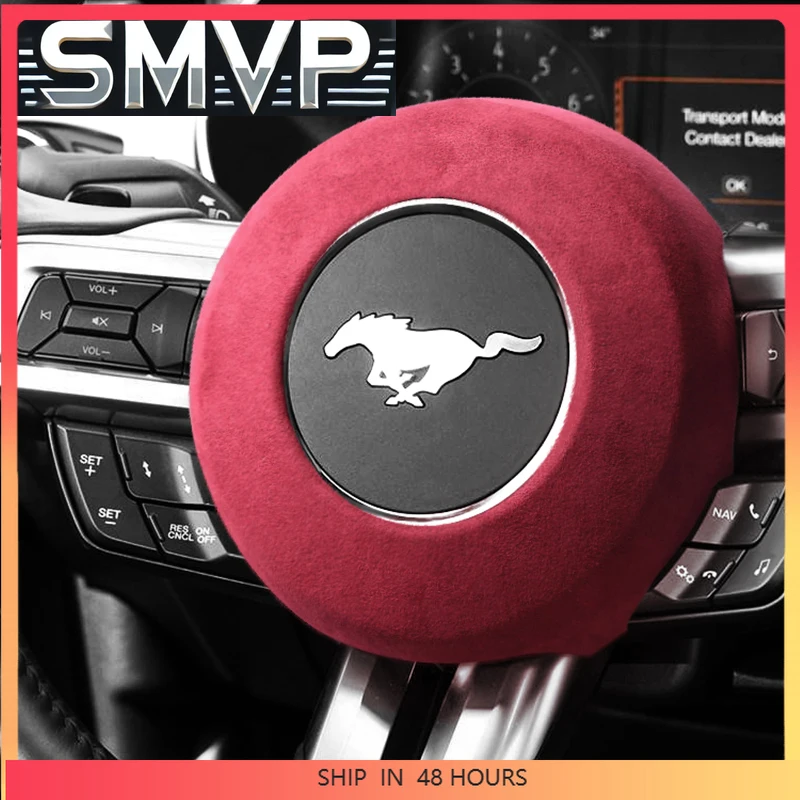 

New ABS Alcantara for Ford Mustang 2015-21 Steering Wheel Airbag Cover Interior Decoration Car Sticker