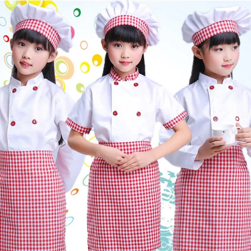 Uniforme de Chef para niños, gorro de cocina, chaquetas de trabajo, restaurante para niños y niñas, disfraz de Cosplay para fiesta puesta en escena de Halloween