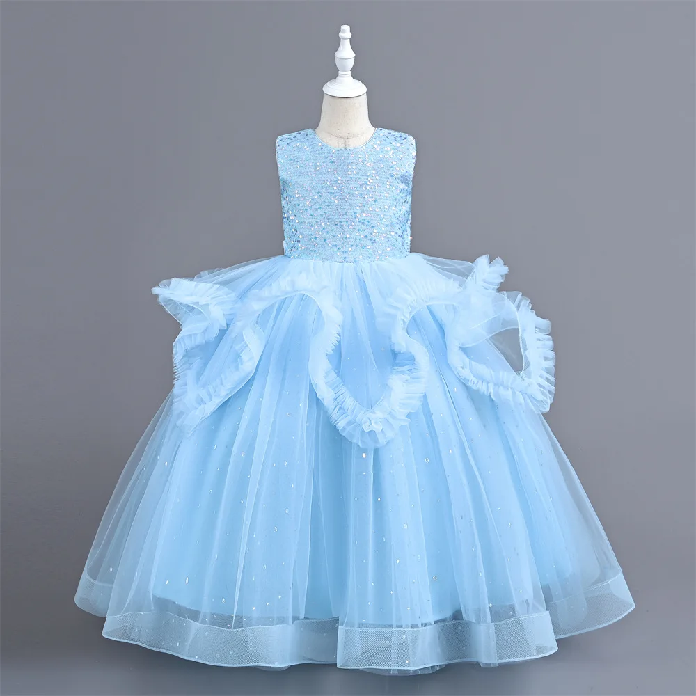 

Summer Flower Children's Clothing Children's Birthday Dress Long Princess Skirt Mesh Skirt Big Children's Girls' Dress