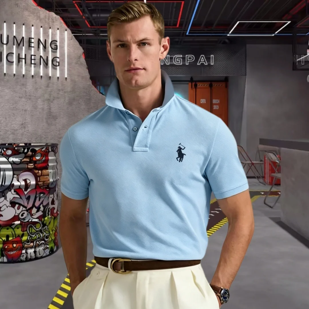 100% pure cotton 2026high-end brand men's short sleeve polo shirt summer fashion luxury logo embroidered golf top casual T-shirt