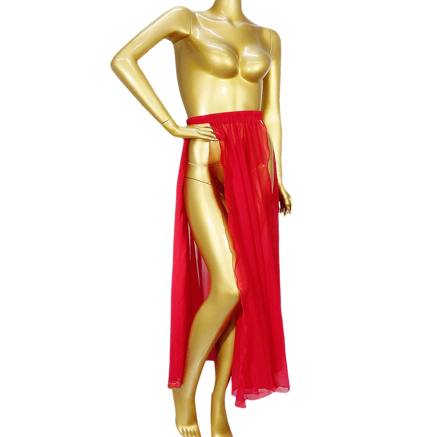 Traje de danza del vientre, faldas largas, faldas sexis con doble abertura alta para mujer, falda de actuación de baile, accesorios de ropa de práctica