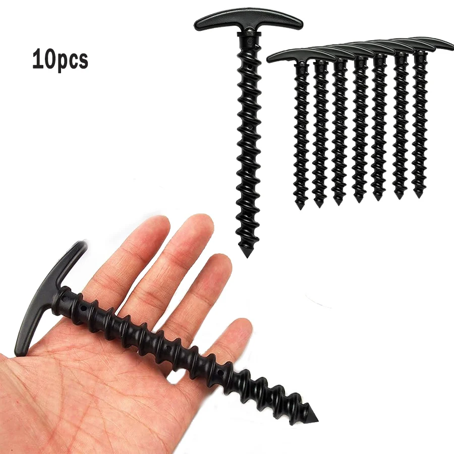 

10pcs Heavy-Duty Tent Stakes Plastic Ground Anchors Durable Spiral Design For Camping Hiking Outdoor Camping,Easy Install