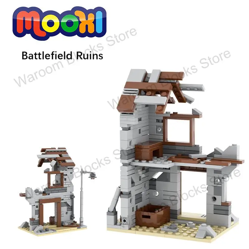 MOC5060 Military Architectural Brick City Ruin War Street View Compatible Action Figure Building Block Toy For Children Kid Gift