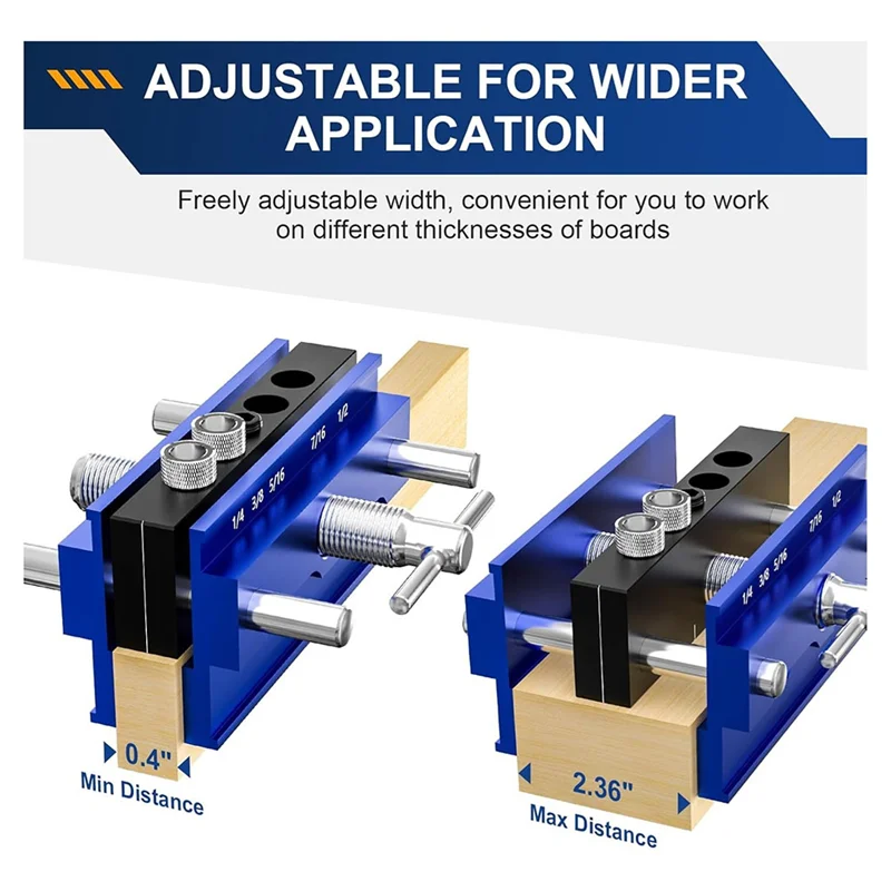 B50C Self Centering Dowel Jig Kit, Drill Guide Jig Block For Straight Holes 6PCS Drill Bushings, For Woodworking, Adjustable