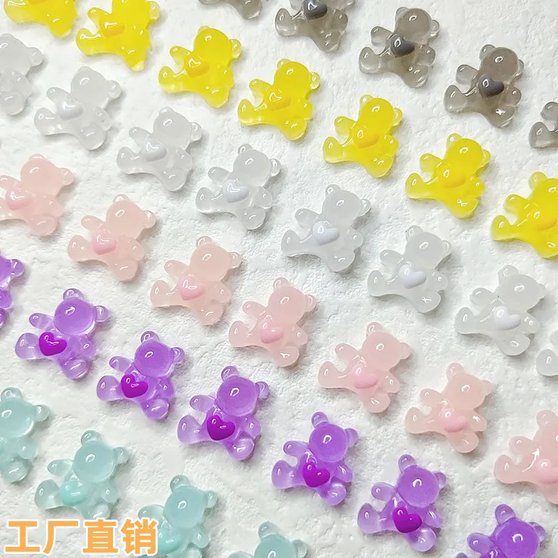 

50pcs/lot Net Red New Nail Enhancement Love Little Bear 3D Cartoon Ice Penetrating Nail Enhancement Jewelry Holding Bear Mix