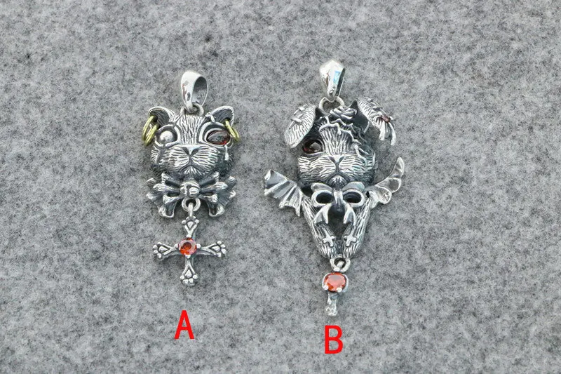 Individualized Dark Wind Gothic Punk Hip Hop Rabbit 925 Sterling Silver Fashion Men's and Women's Quality niche Heavy Duty Penda