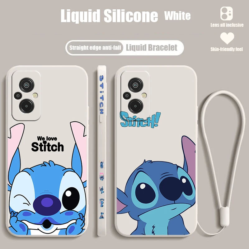 Disney Cartoon Stitch For Xiaomi Redmi 12C 11A 10C 10X 9T 9C 9AT 9A 8A 7A A2 A1 Plus Prime Liquid Left Rope Phone Case