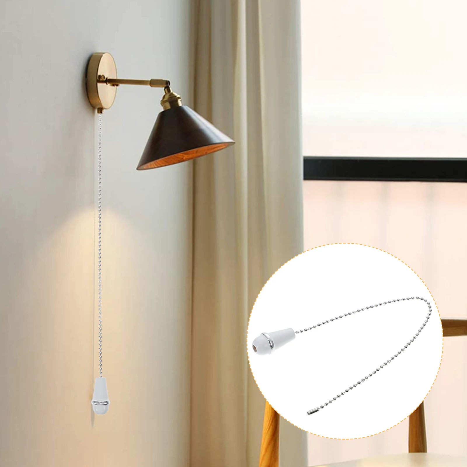 

3Pcs Vintage Wooden Knob Ceiling Fan Pull Chain Light Pull Cord Extension Light Chain Pull Extender