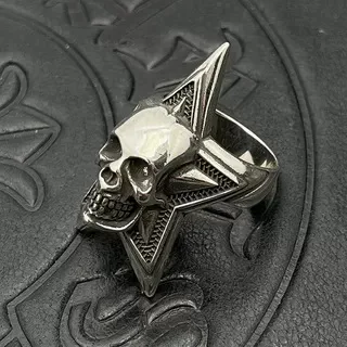 

Мужское кольцо из стерлингового серебра S925 с ретро-черепом и большой пятиконечной звездой, средневековый стиль, нишевый высококлассный дизайн, трансграничная торговля, тяжелая промышленная продукция