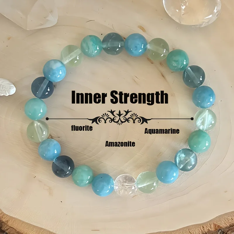 Fashion Emotion Healing Inner Strength Fluorite Sea Blue Treasure Tianhe Stone Bead Bracelet Soothing Stress Jewelry Gift