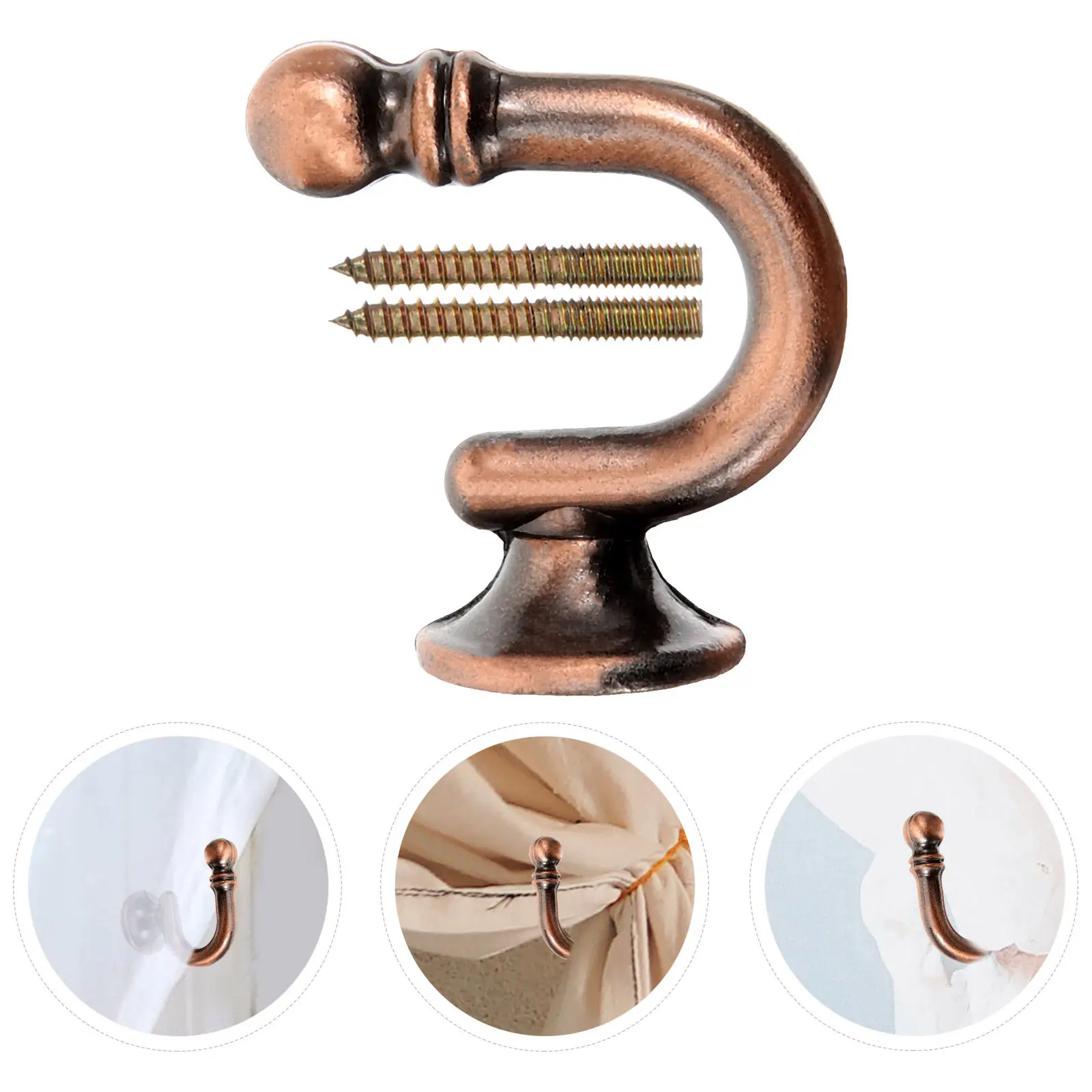 1Pair Wall Mounted Curtain Holder Alloy Tieback Hook Elegant Simple Design for Drapes Curtains Holdbacks Home Decor Drapery