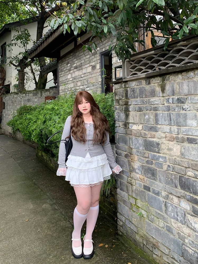 

Утягивающая юбка-миди с высокой талией, декорированная заклепками и кружевными вставками, в стиле пэчворк, больших размеров, универсальная, стройнящая