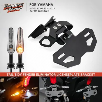 YZF R7 YAMAHA YZF MT07 FZ 07 2024 Motorcycle License Plate Holder Tail Tidy Turn Signal Light LED Accessories Frame Adjustable