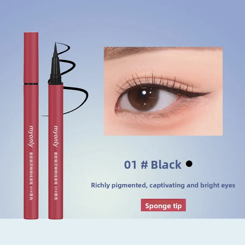 Micro delineador de ojos profesional, color negro y marrón, cepillo flexible, fórmula de secado rápido, hipoalergénico, vegano para un aspecto natural y espectacular