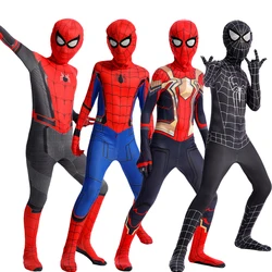 ขายส่งราคาเด็กผู้ใหญ่ Spiderman คอสเพลย์เครื่องแต่งกาย Zentai Superhero Jumpsuits ประสิทธิภาพบอดี้สูทหมวก