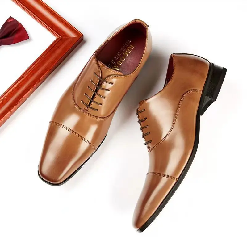 Handmade Men Formal Shoes Leather Business Dress Wedding Flats Man Office Luxury Male Breathable Oxfords Suit Shoes 2026