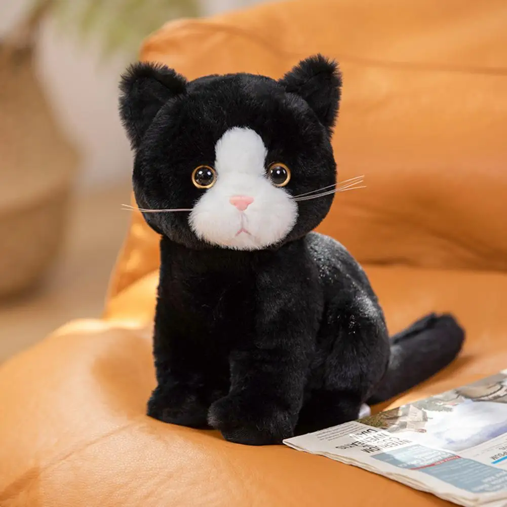 

Handmade Cats Plush Toy Soft Plush Sitting Kitten Dolls Realistic Stuffed Cats Cute Cartoon Toy Gift for Girls Boys Home