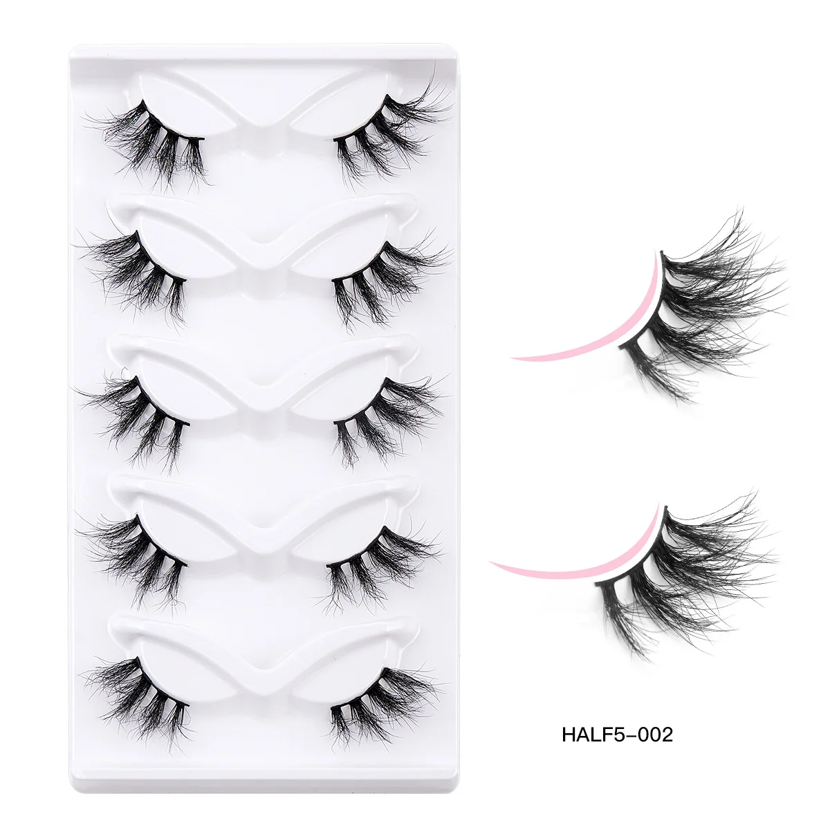 Vipuda Half Lashes 5Pairs Fluffy Wispy 3D Faux Mink Lashes Soft Eyelashes Extensions Handmade Makeup Long Half Fake Lashes