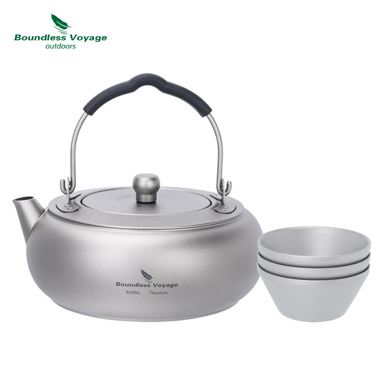

Титановый чайник Boundless Voyage, легкий портативный походный чайник со складной ручкой